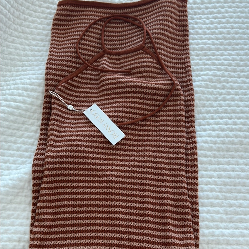 Ronny Kobo Brown Striped Dress